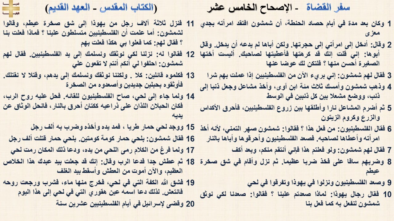 سفر القضاة 15 - الإصحاح الخامس عشر - د/مجدى نجيب - ابونا ابرام