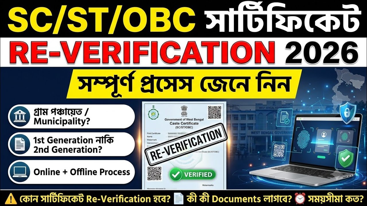 🚨 West Bengal SC/ST/OBC Certificate Reverification 2026 | কীভাবে Reverify করবেন? 