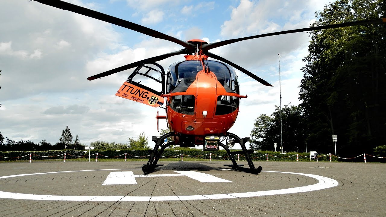 [HD] Christoph 34 Ec 135 Rettungshubschrauber Landung + Start am Klinikum Stralsund