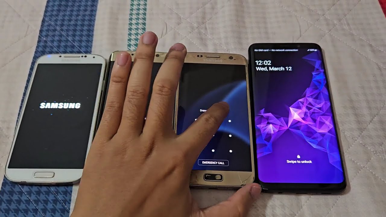 Samsung Galaxy S4 4G vs S6 edge vs S7 vs S9+ startup & shutdown race!