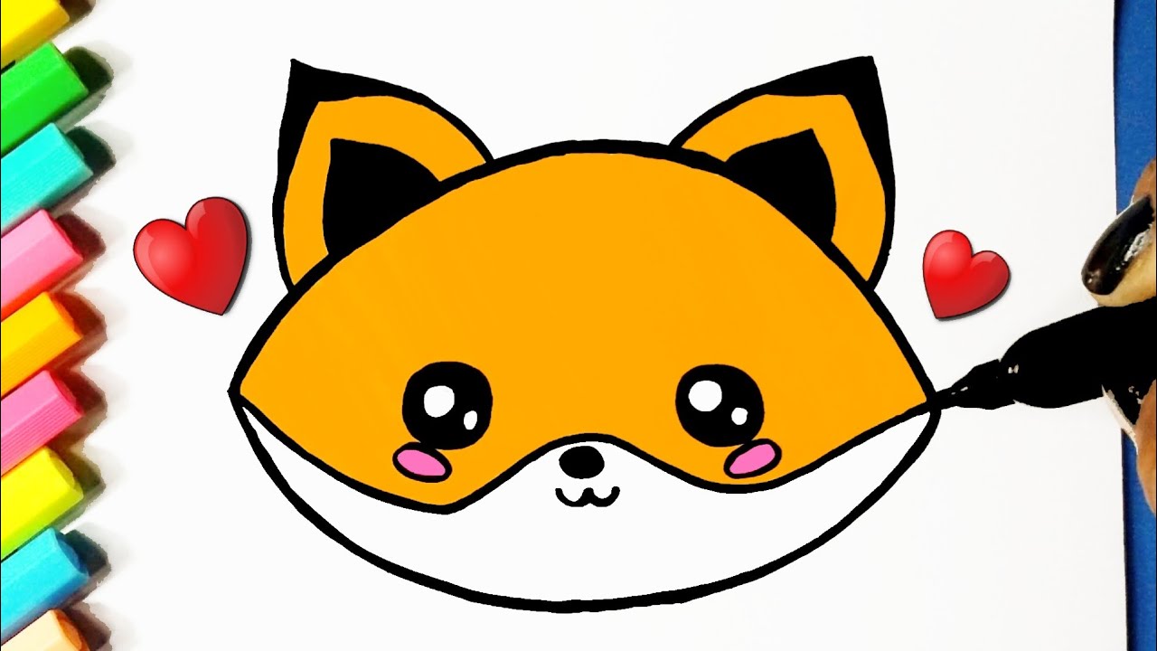 Como desenhar uma Raposa fofa Kawaii ❤ Desenhos Kawaii - Desenhos para Desenhar