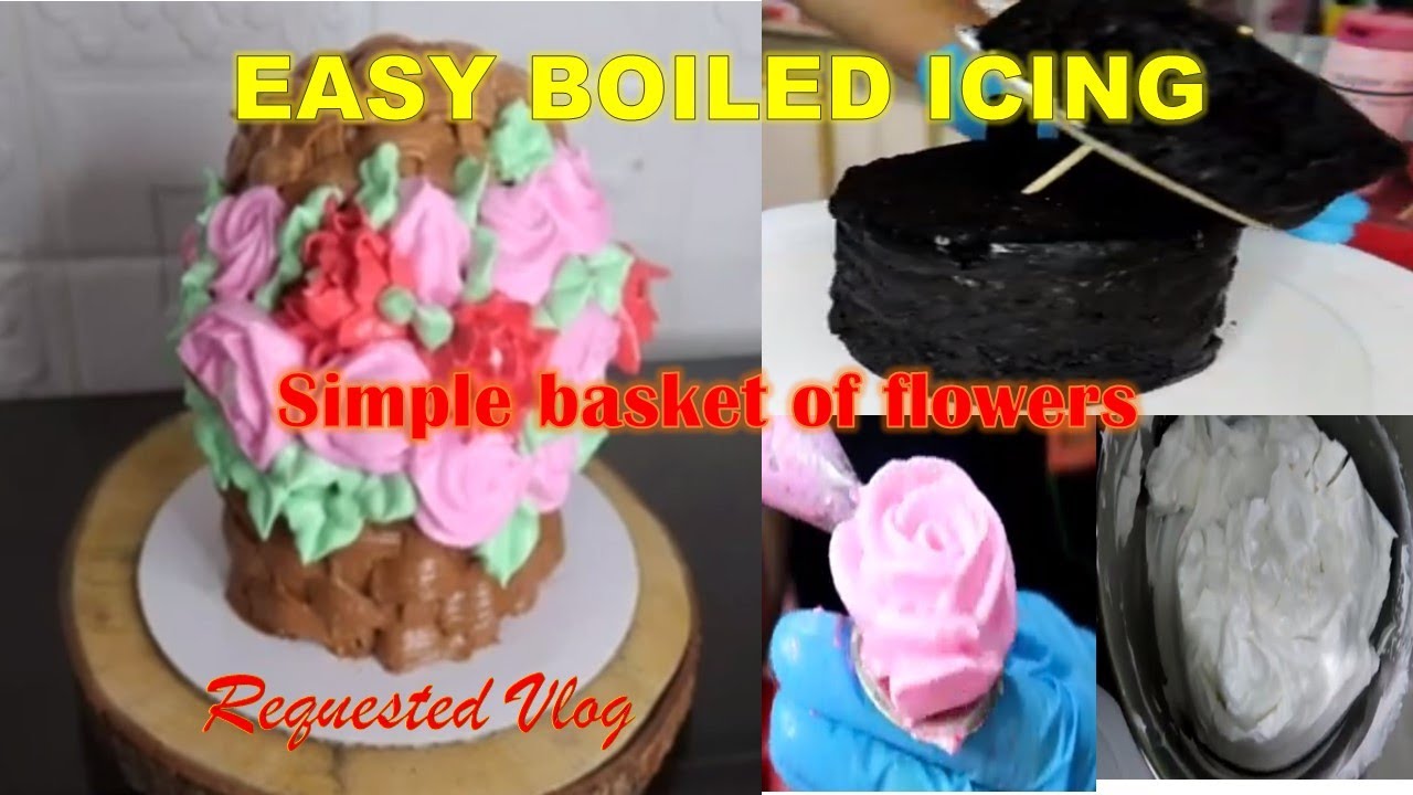 BASKET OF FLOWERS USING BOILED ICING || FOR BEGINNERS || LULU GABITO
