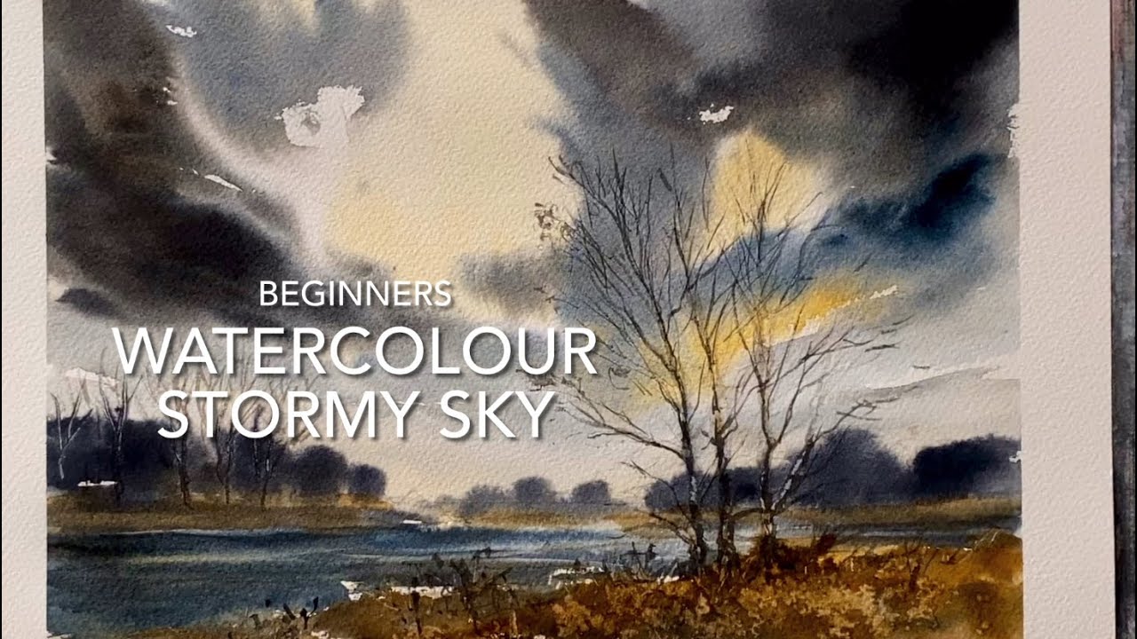 PAINT a STORMY SKY WATERCOLOR Landscape, Beginners Loose Watercolour PAINTING Techniques Tutorial