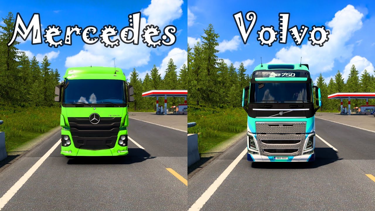 ETS2 - Mercedes-benz Actros V1.5 vs Volvo FH Globetrotter XL - Drag Race