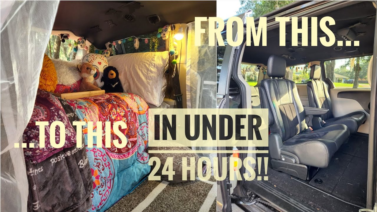 Clean, Organize & Convert Dodge Grand Caravan Into Cozy Camper | Fast, Easy, Cheap!