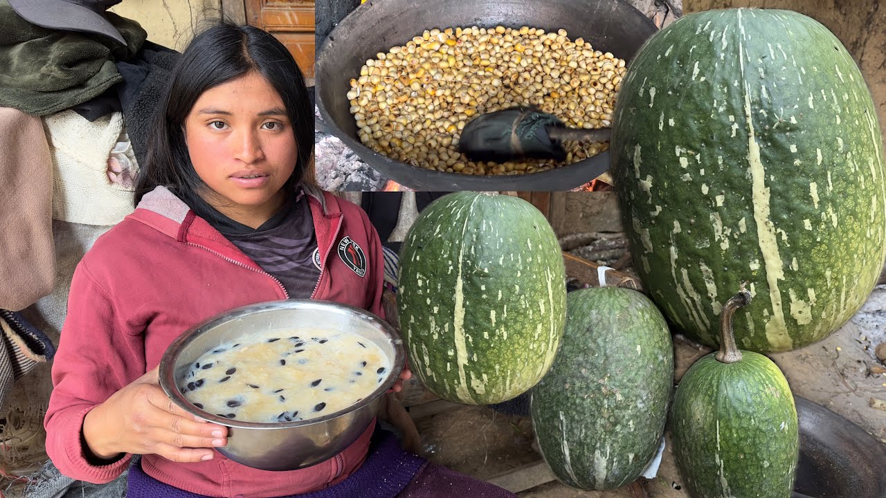 Preparando CALABAZA y tostando cancha en los rincones de la sierra de Perú 🇵🇪 