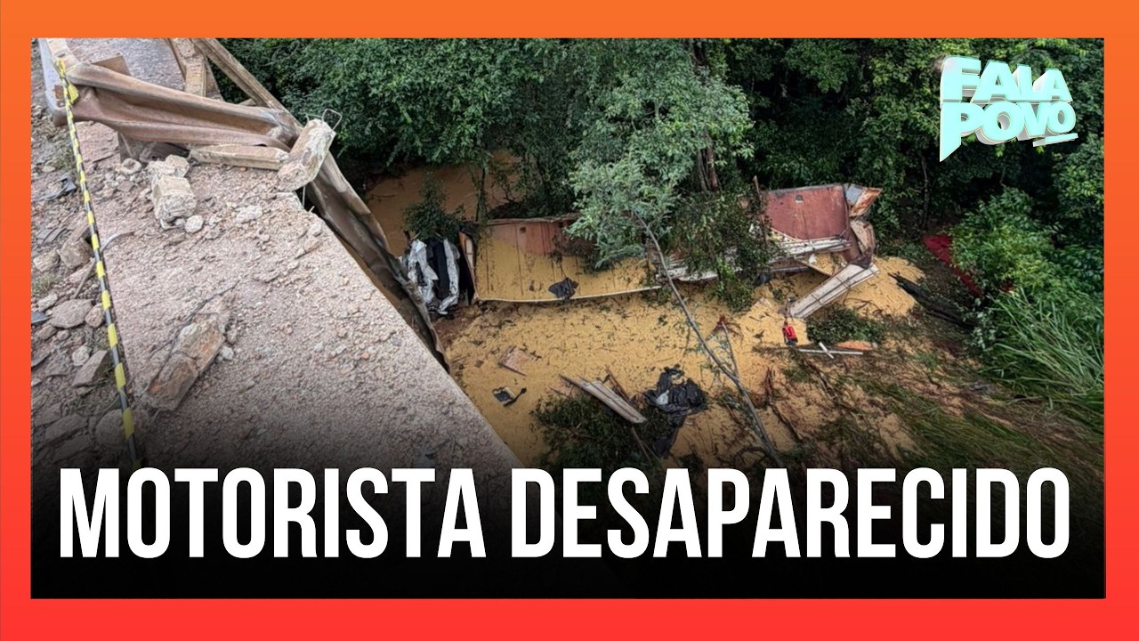 Motorista desaparece após caminhão cair de ponte na BR-365