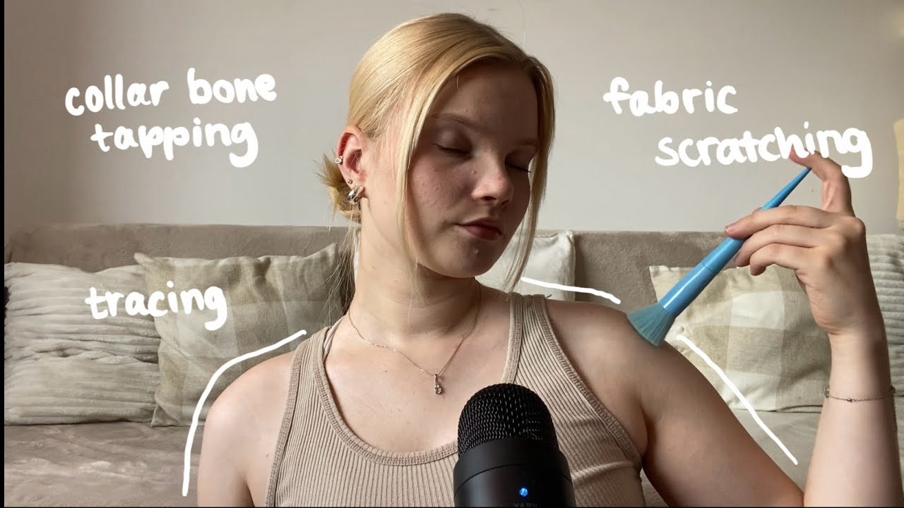 ASMR body triggers | collarbone tapping, tracing, fabric scratching 🌷