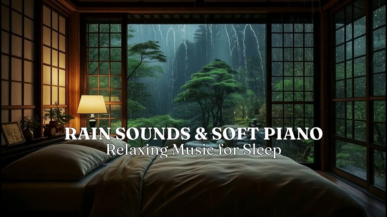 Relaxing Music to Beat Stress & Insomnia | Cozy Bedroom in Foggy Forest with Rain Sounds for Sleep