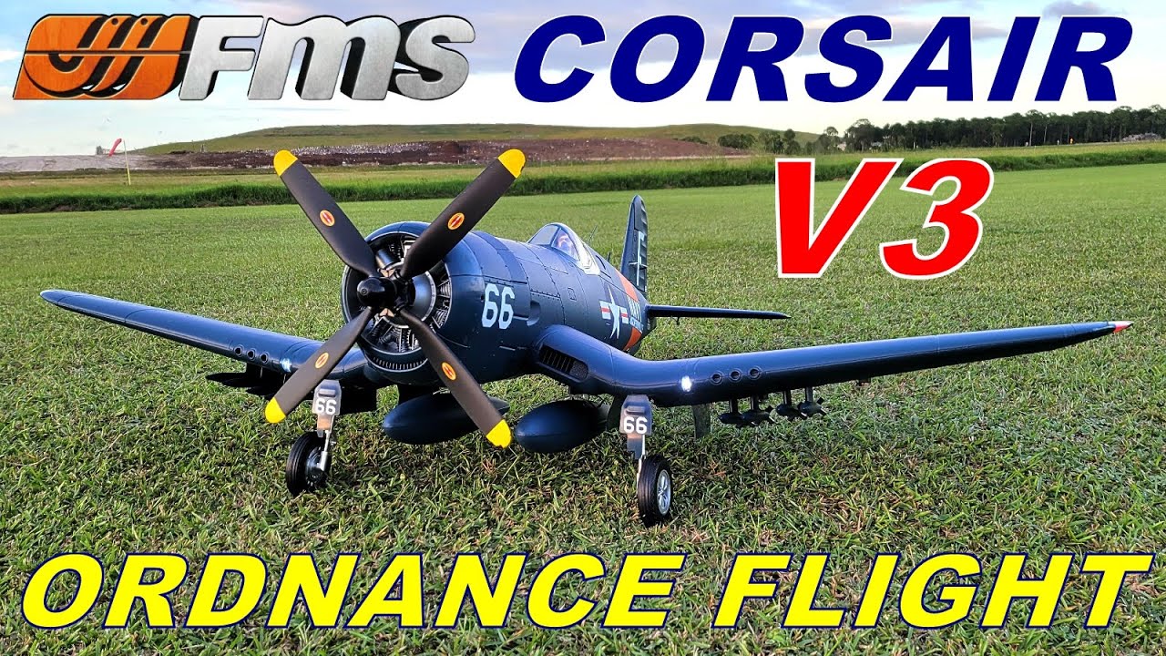 FMS CORSAIR 1700MM V3 Ordnance Flight By: RCINFORMER