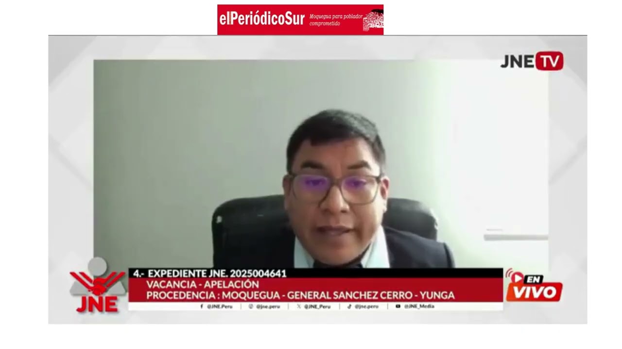 el Periodico Sur JNE RECIBE VACANCIA DE ALCLADE MUNICIPALIDAD DISTRITAL DE YUNGA