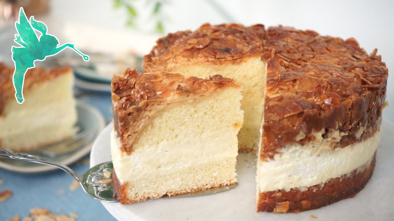 Klassischer Bienenstich wie aus der Konditorei - Bienenstich Kuchen mit Creme Rezept - Kuchenfee