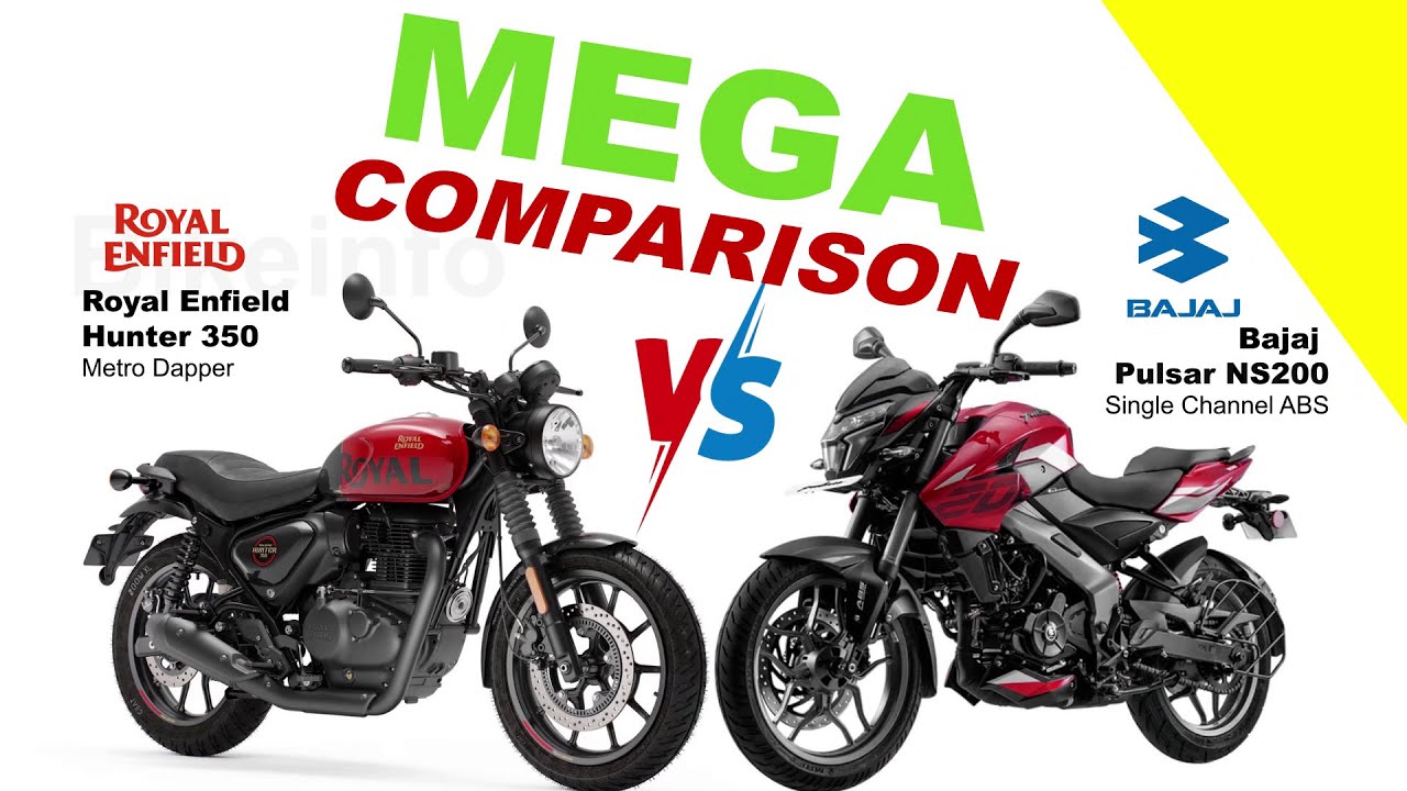 Royal Enfield Hunter 350 vs Bajaj Pulsar NS200 | MEGA COMPARISON @bikeinfo-199 #automobile