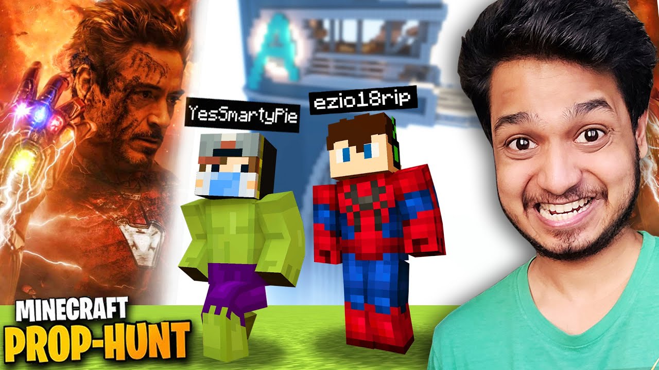Funniest Minecraft Prop-Hunt in Avengers Tower ft.@YesSmartyPie@DREAM BOY(Minecraft Hide & Seek)