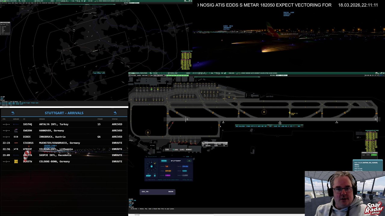 ATC | Stuttgart Tower | VATSIM | 4k