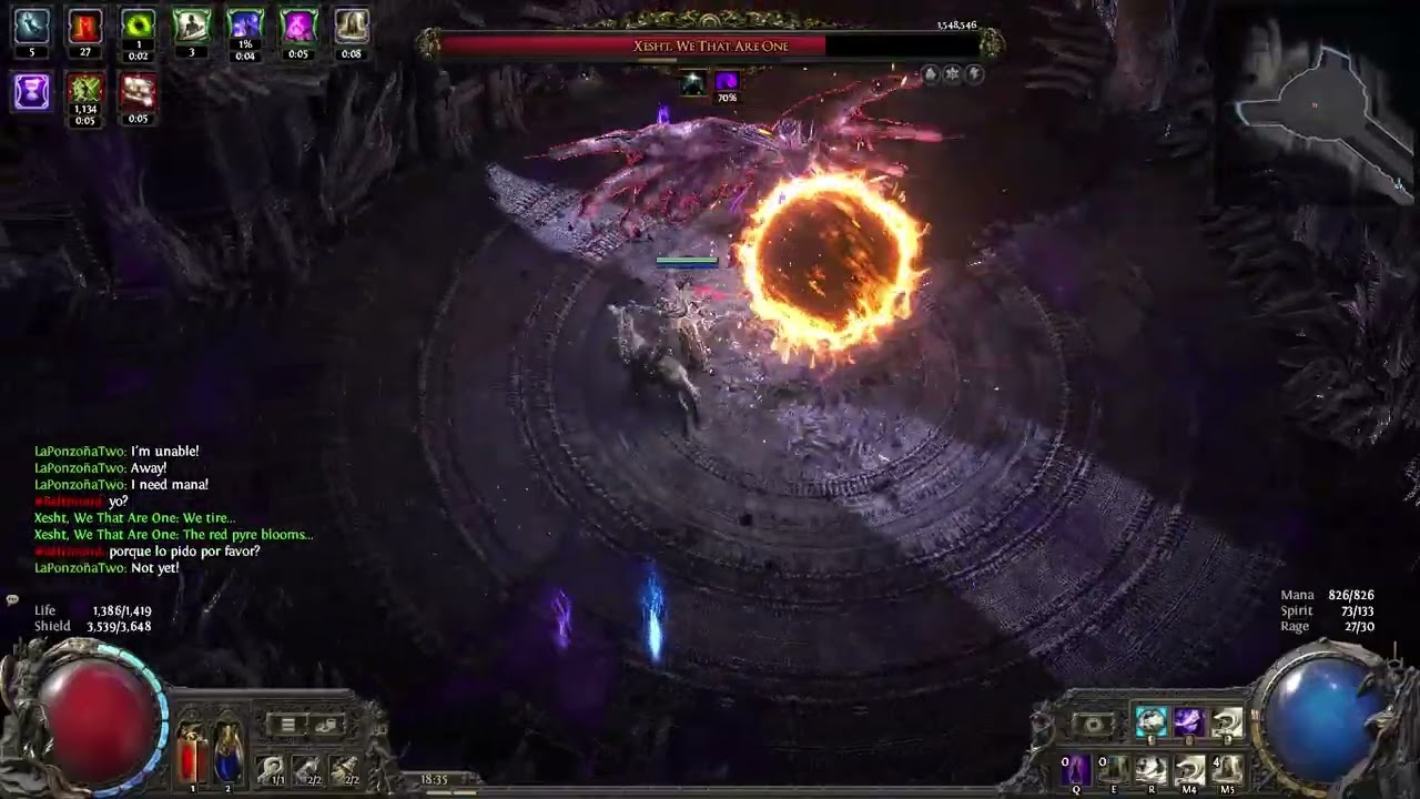 POE2 Chayula Monk Whirling Assault + Double Tempest Bell Xesht T4