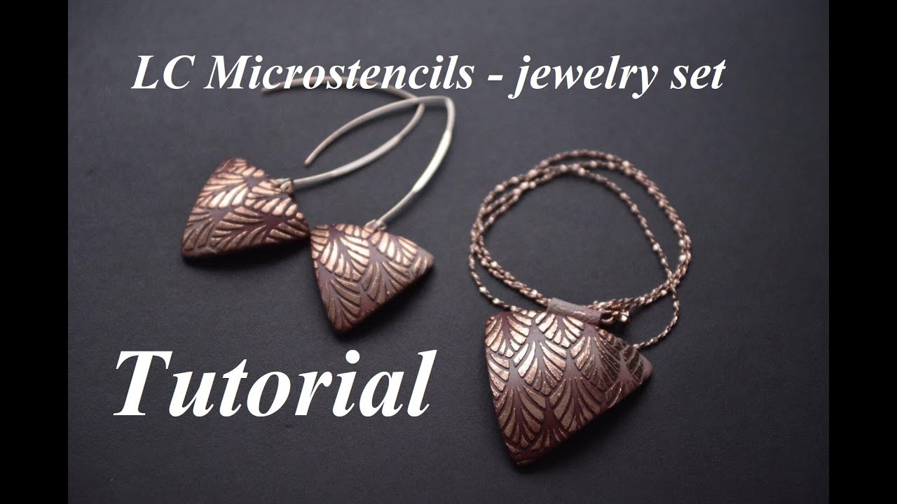 LC Microstencils jewelry set polymer clay tutorial FIMO Schmuck selbstgemacht полимерная глина
