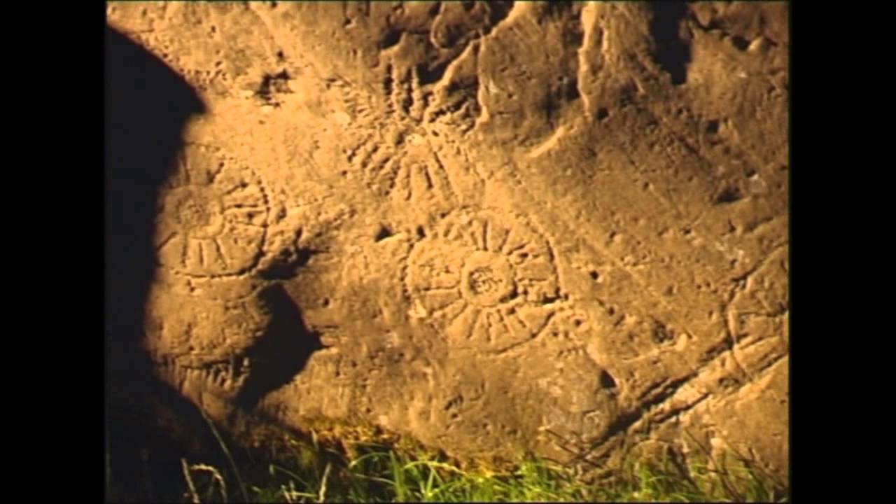 Dowth Stone of the Seven Suns illuminated