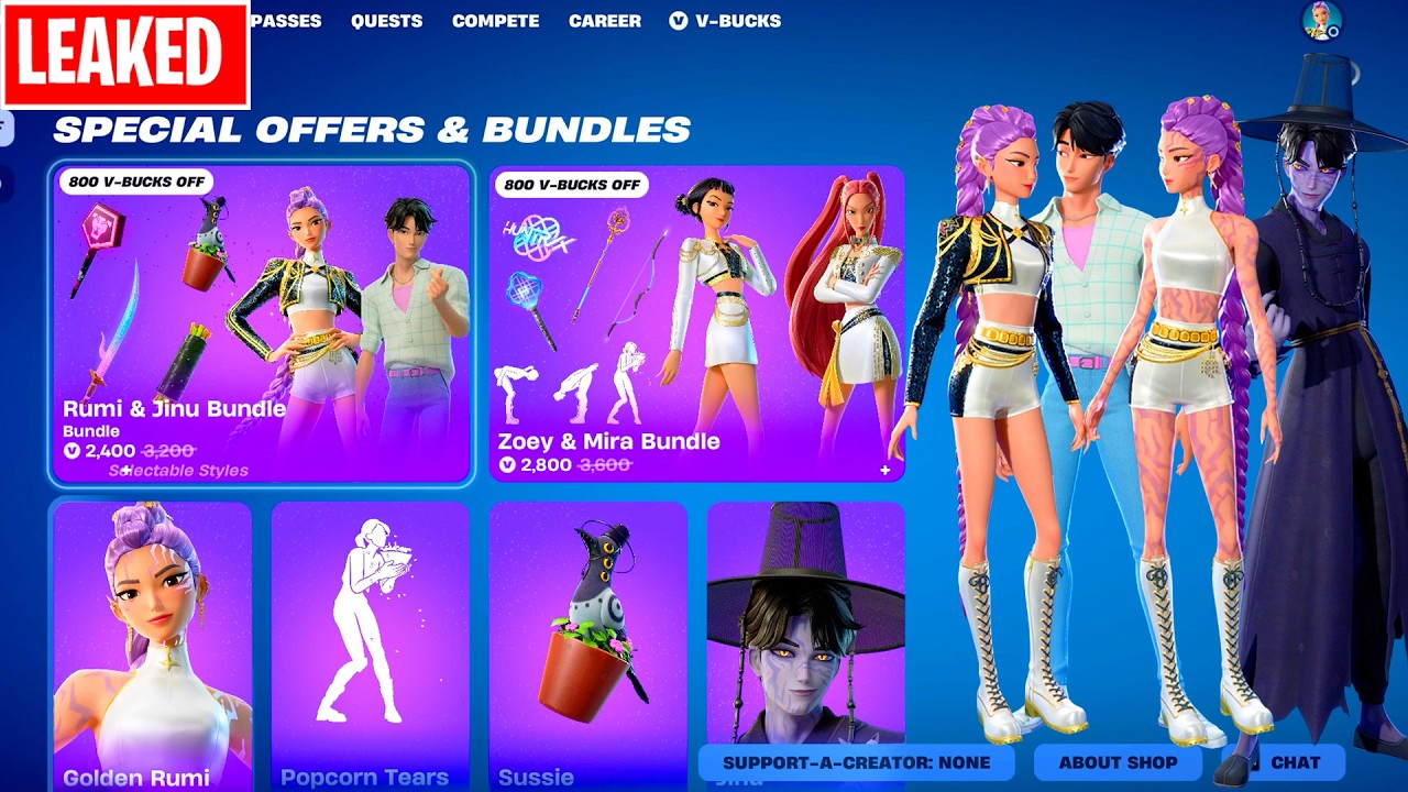 Golden Rumi & Jinu – K-Pop Demon Hunters WAVE 2 LEAKED Fortnite Item Shop