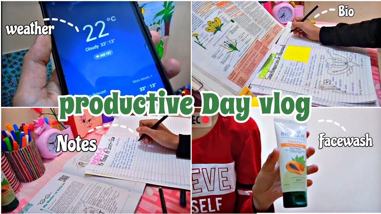 Productive Day vlog 💖 Morning Study Vlog ⭐️ #aesthetic #notes