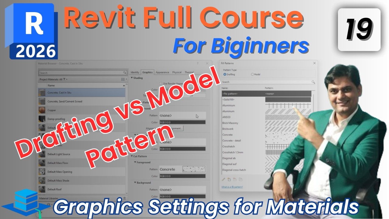 #19 Revit 2026 Tutorial for Beginners | Drafting vs Model Patterns | Apply Cut & Surface Patterns
