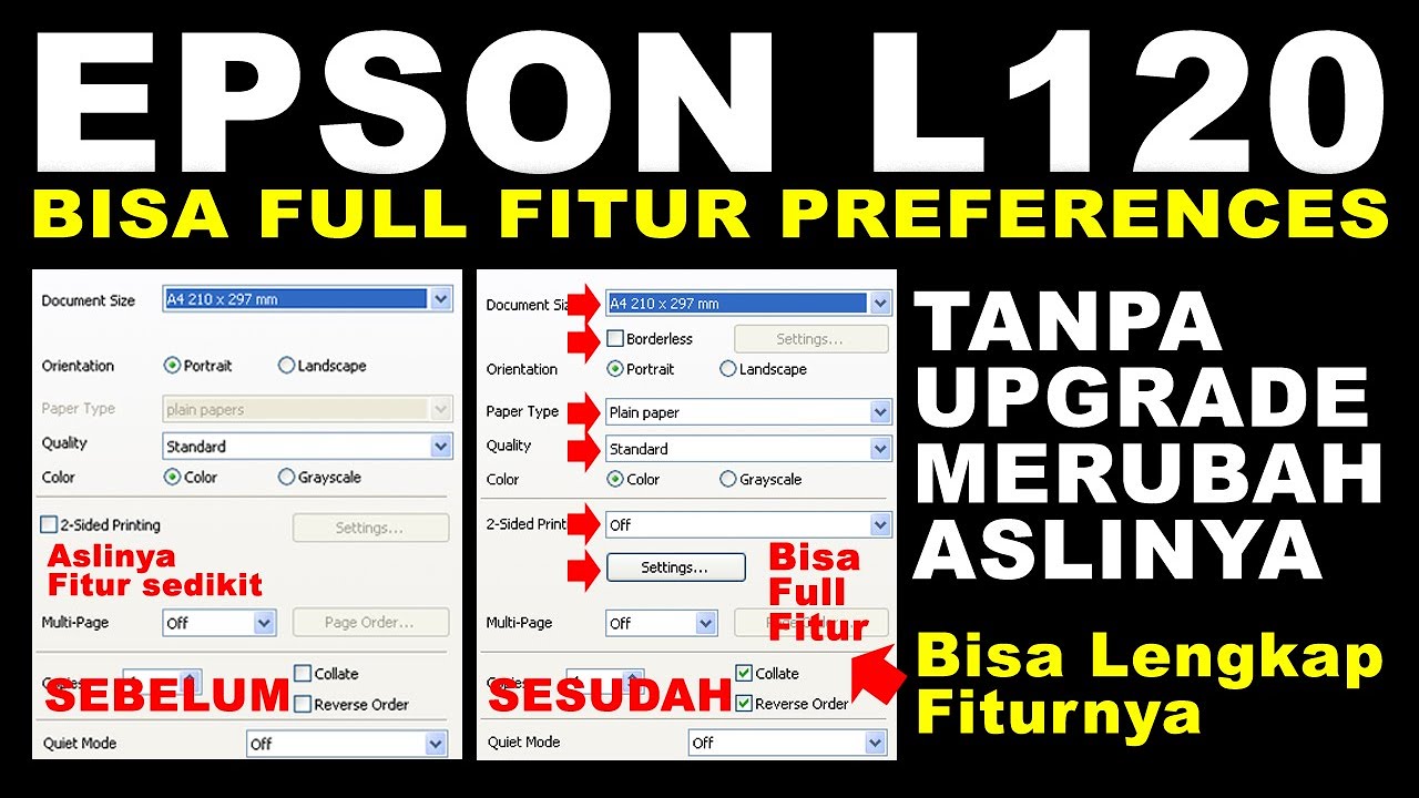 Cara Agar Printer Epson L120 Bisa Full Fitur Properties Preferences | Epson L120 Bisa Full Settingan