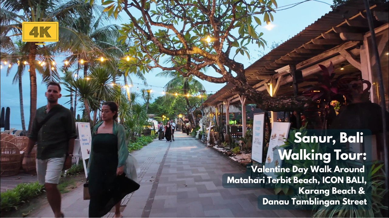 SANUR, Bali 4K Walking Tour 2026 Valentine Day Walk Around M. Terbit Beach & Danau Tamblingan Street