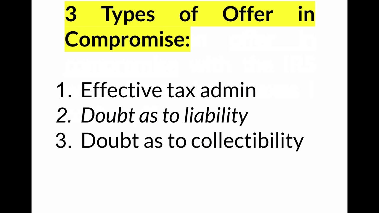 What is an offer in compromise OIC with the IRS on back taxes?