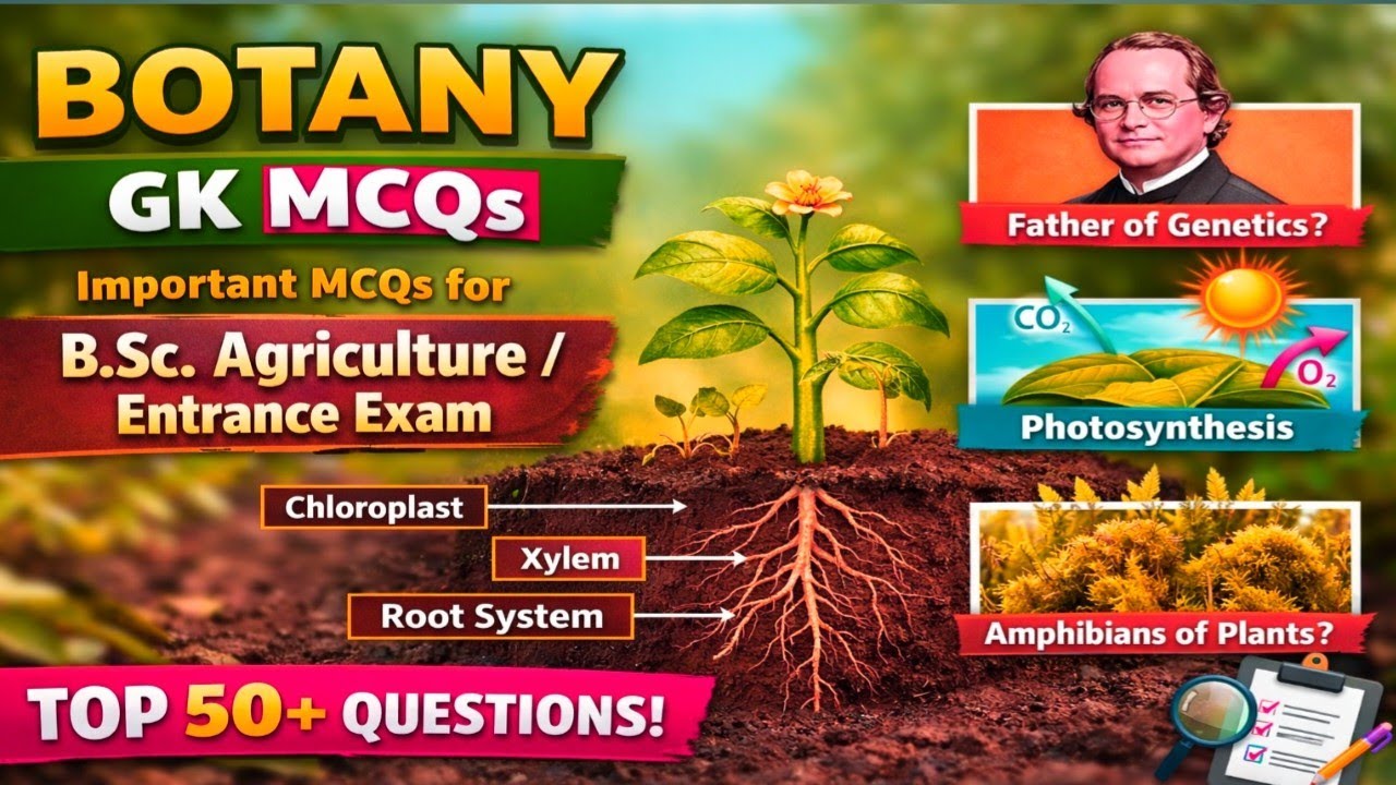 Top 50+ Botany GK MCQs for B.Sc. Agriculture Entrance Exam | Repeated Questions