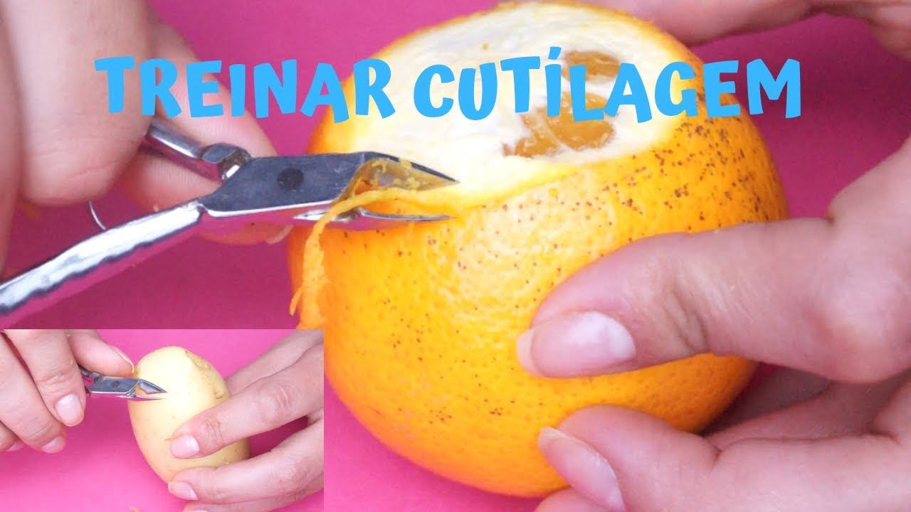 Como treinar a cutilagem na laranja|CORTE CONTINUO|CUTÍCULA FINA(MANICURE INICIANTE)