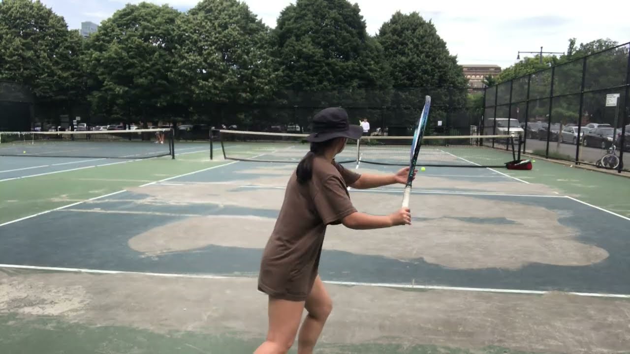 [Tennis self-coaching] Forehand practice | Earlier higher take-back