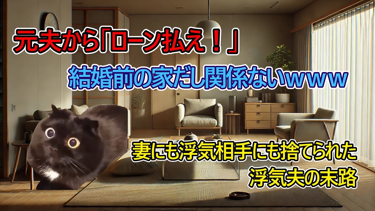 【猫ミーム】元夫から「ローン払え」結婚前の家だし関係ないwww妻にも浮気相手似も捨てられた浮気夫の末路【スカッと】