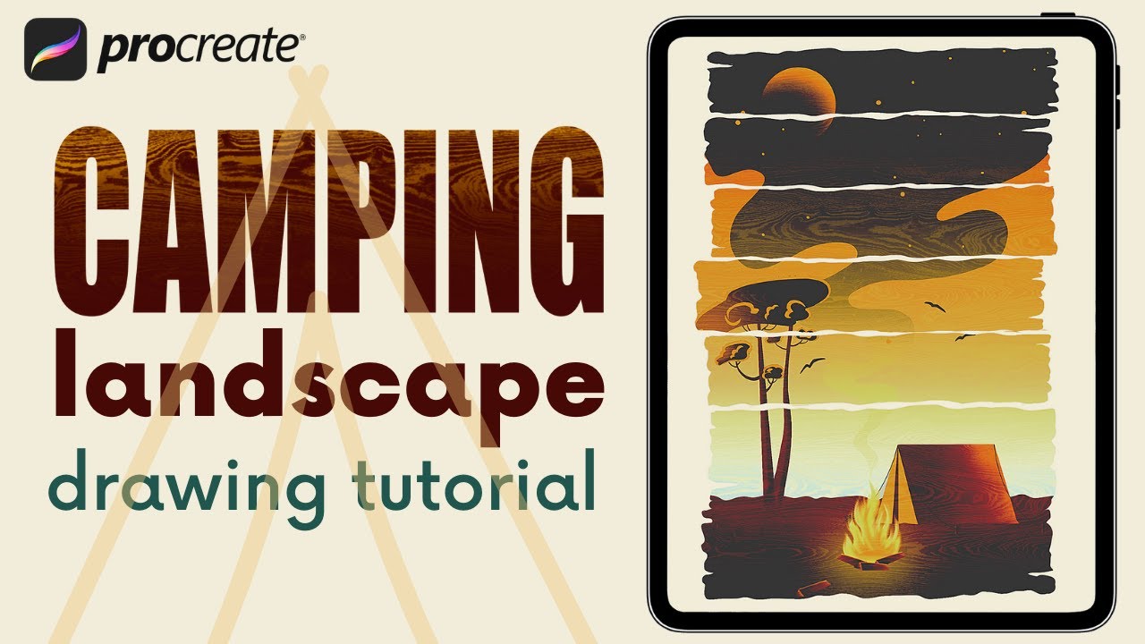 Camping Landscape in PROCREATE - Step by Step IPAD PAINTING TUTORIAL