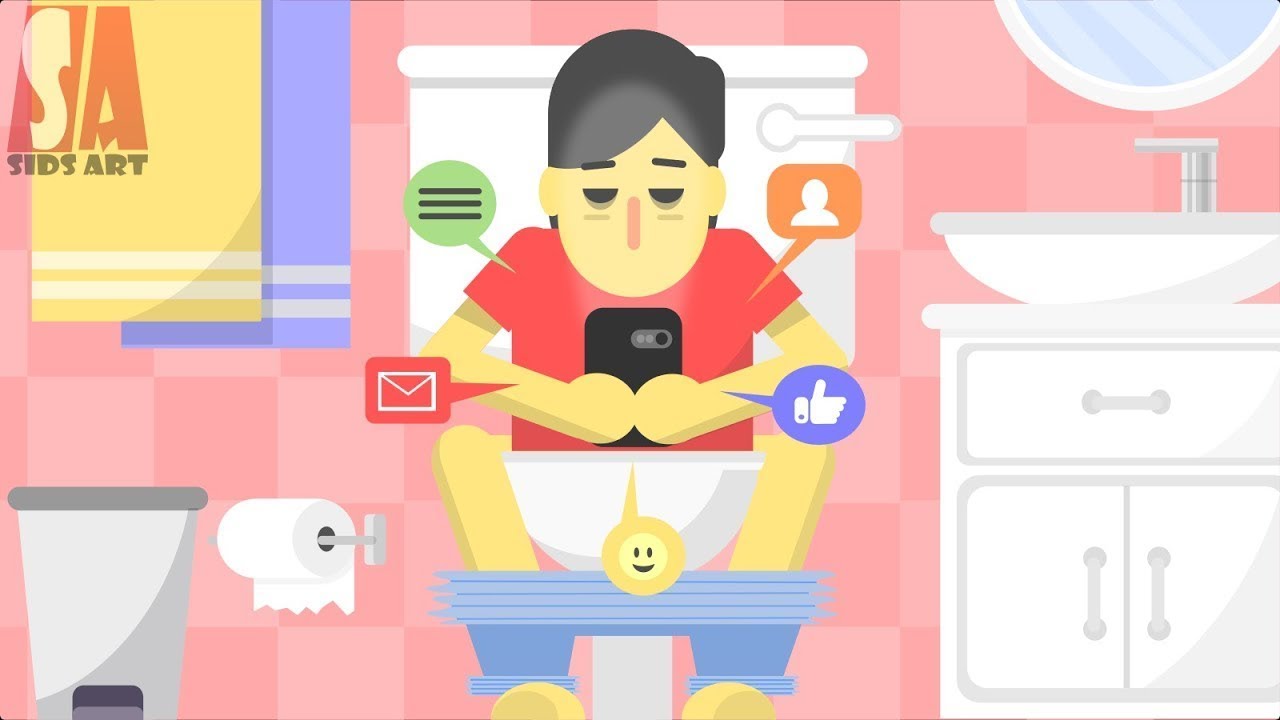 Use Basic Shapes To Create Flat Vector Illustration - Phone Addiction
