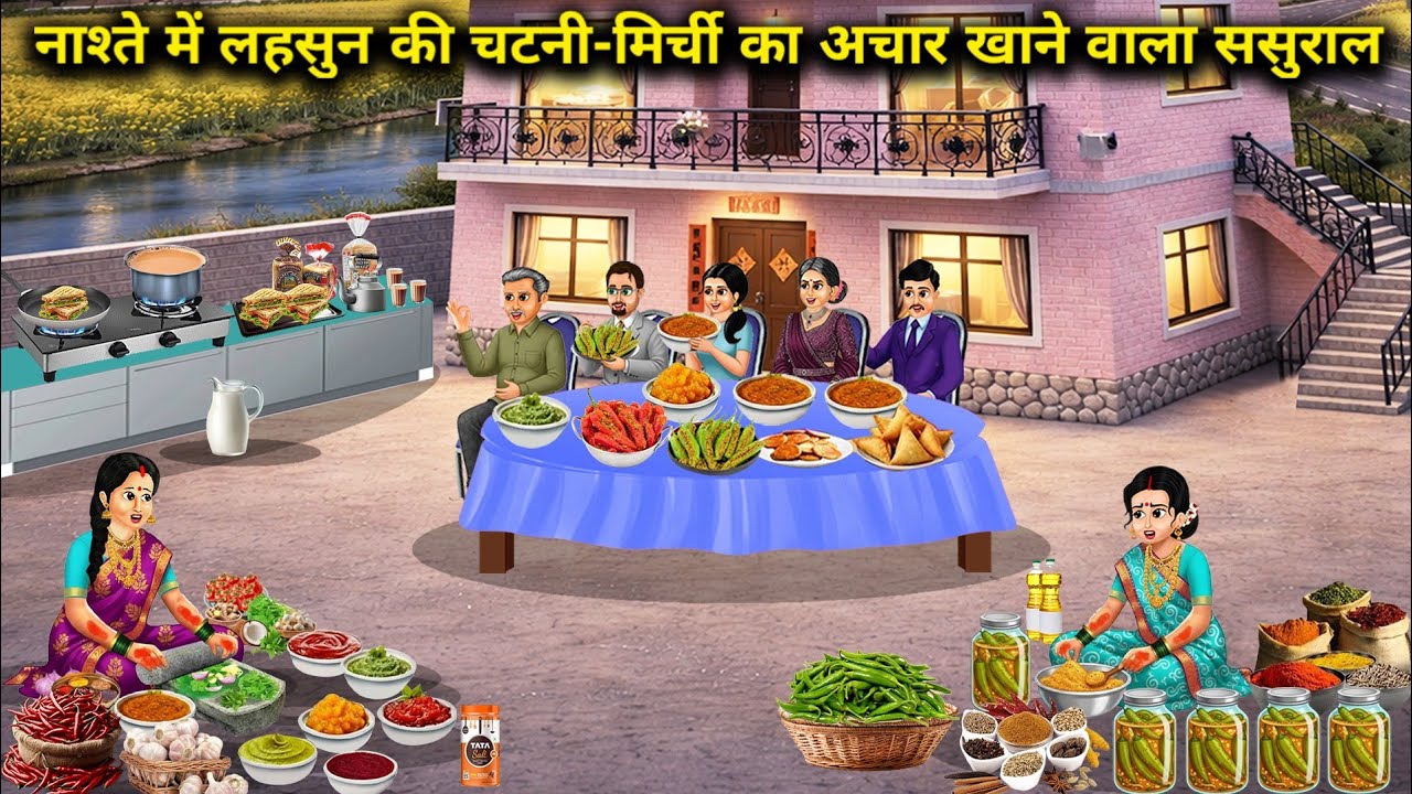 सुबह-सुबह नाश्ते में लहसुन की चटनी मिर्ची का अचार खाने वाला ससुराल|In-laws who eat garlic chutney an
