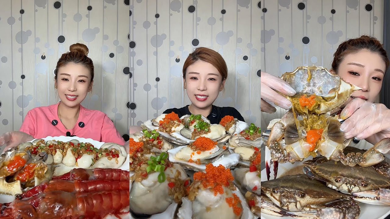 【XueYan Mukbang】Red Magic Shrimp+Oysters+Sauce Mother Crab🦀🦐🍋🧄🌶#Seafood#asmr