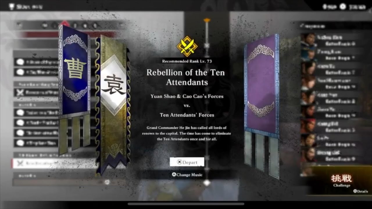 Dynasty Warriors Origins : Rebellion of the ten Attendants (Ultimate Warrior Challenge)