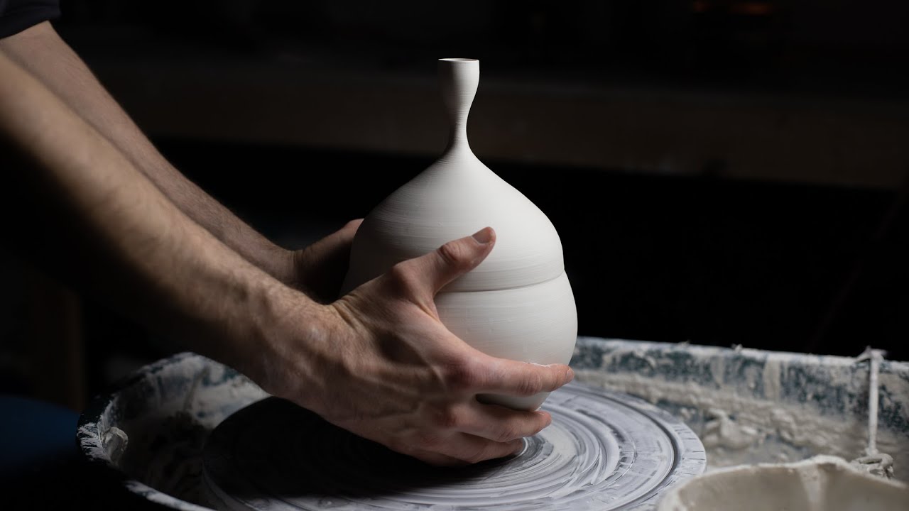 Throwing A Double Bellied Porcelain Bottle With Flared Top - Matt Horne Pottery