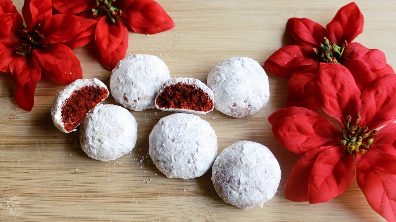 Red Velvet Snowball Cookies Recipe | Christmas Cookies Recipe | The Sweetest Journey