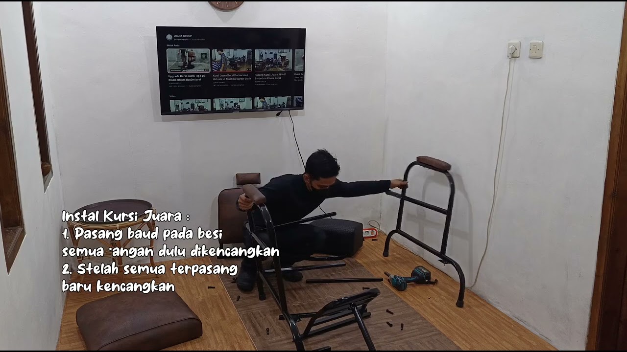 Instalasi Kursi Juara J1 dan J3 Kursi Pangkas Rambut Barbershop