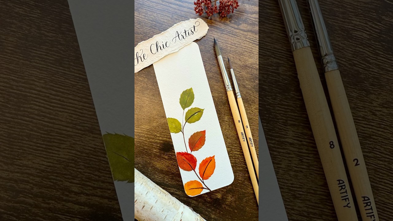Simple autumn leaves watercolor tutorial #aquarelleart #fallcolors #watercolorpainting #easyart