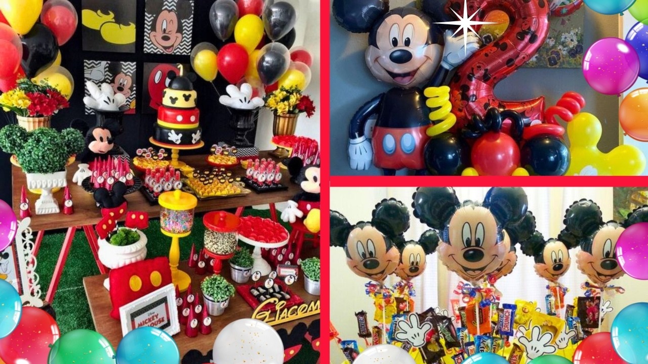 7 Ideas de Decoración para Fiesta de Mickey Mouse 🎈🖤💛🎉