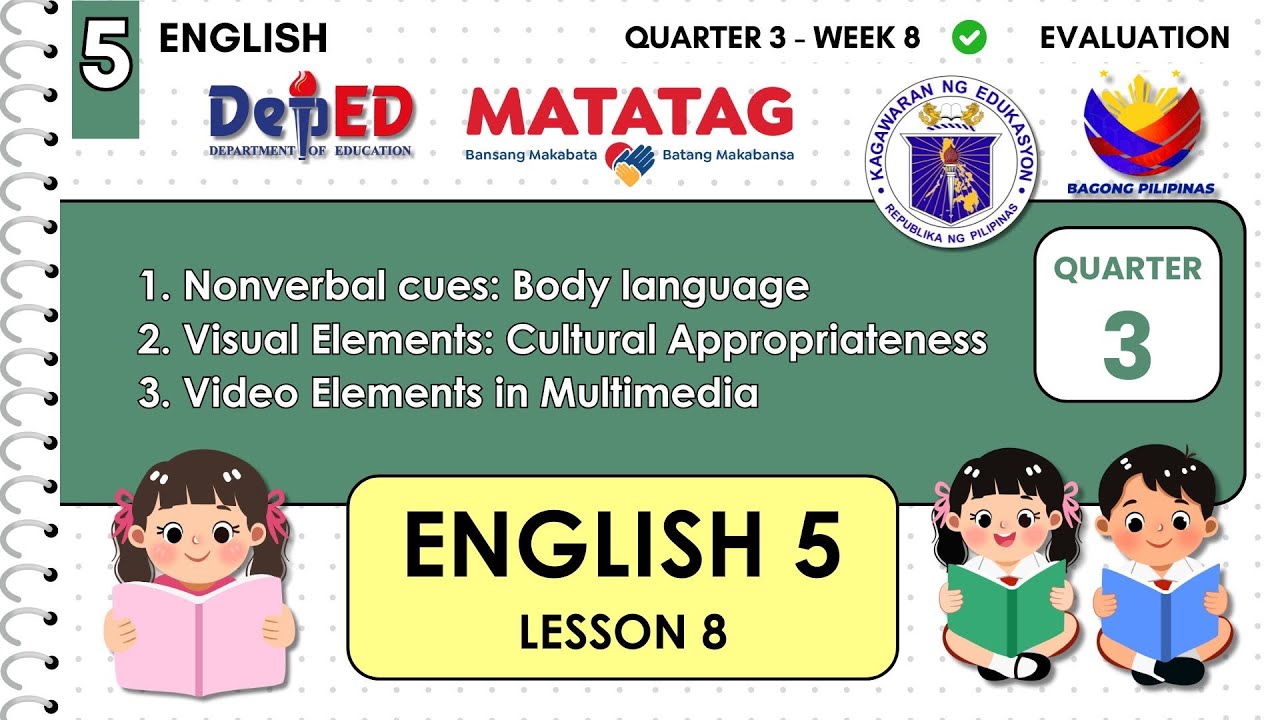 ENGLISH5 Q3 W8: Nonverbal cues: Body language, Visual Elements: Cultural Appropriateness, 