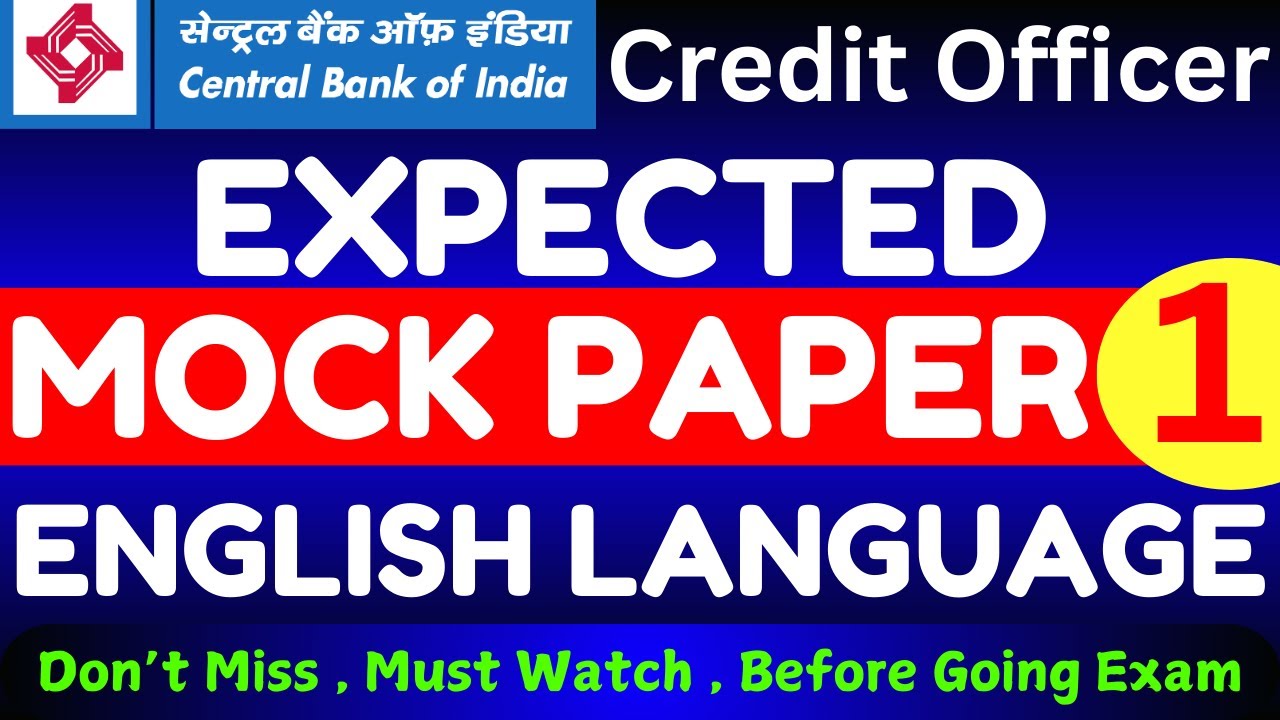 CBI Credit Officer English Mock Test | CBI Credit officer Expected English Mock Paper | CBI English