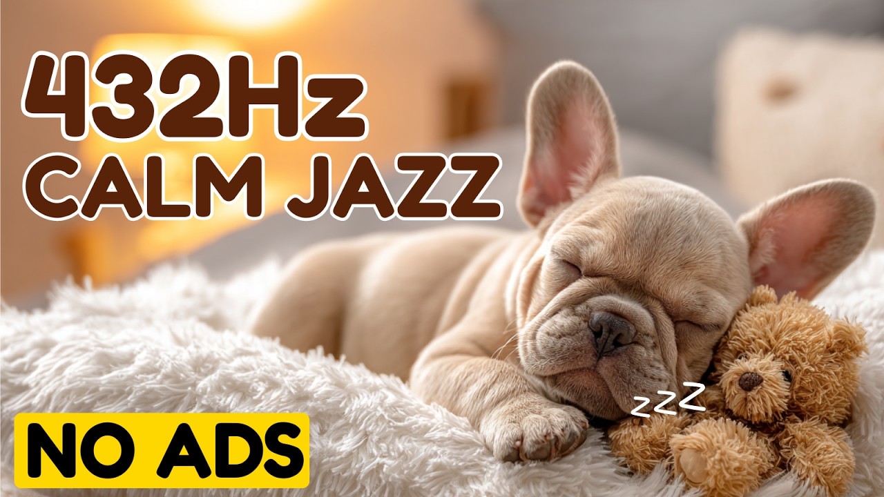 12 HR Separation Anxiety Music for Dogs 🐶 Frenchie Puppy Calm 🎷 432Hz Jazz 💖 Stop Barking [No Ads]