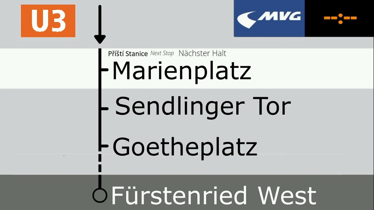 [U-Bahn M&uuml;nchen] Ansagen der U3 Moosach - F&uuml;rstenried West