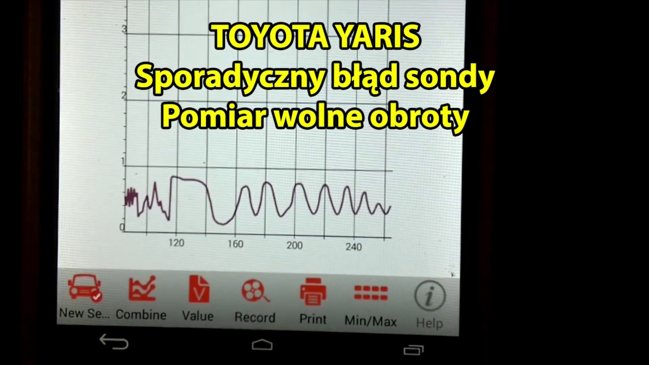 USZKODZONA SONDA LAMBDA OSCYLOGRAM PRZED I PO WYMIANIE TOYOTA YARIS 1.0 2001R.