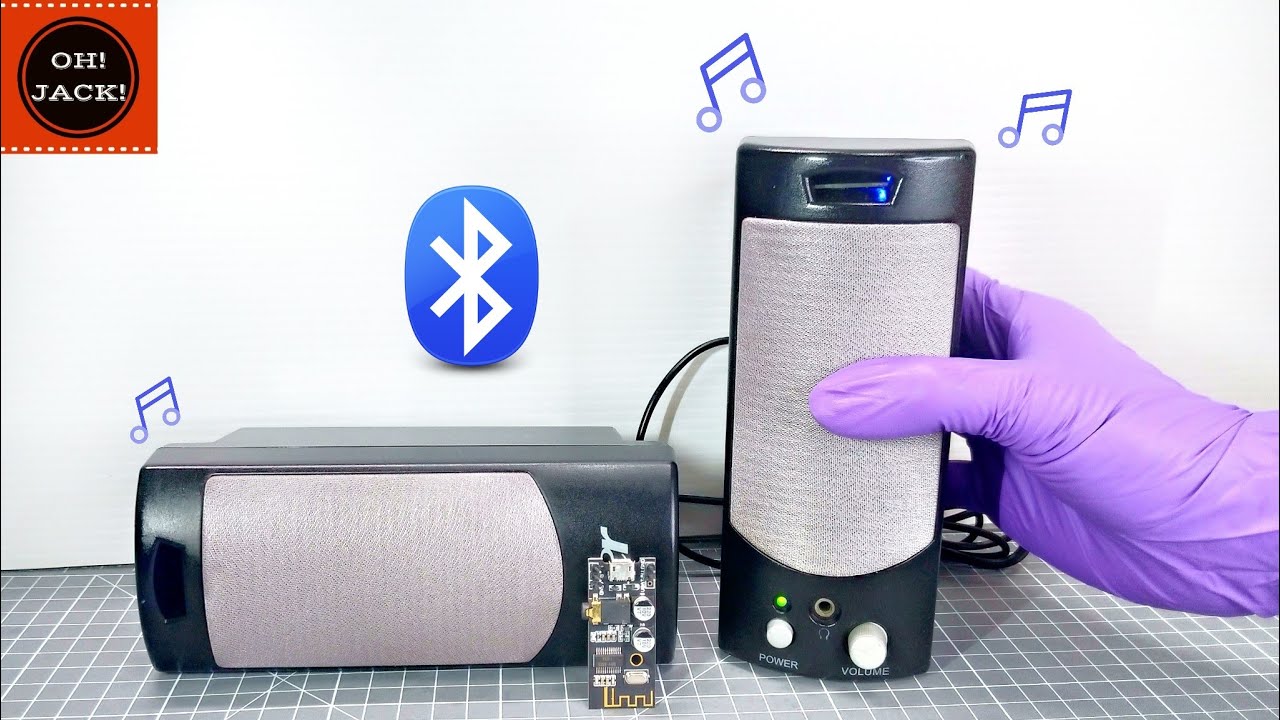 Установите старые компьютерные динамики в беспроводные Bluetooth-динамики.