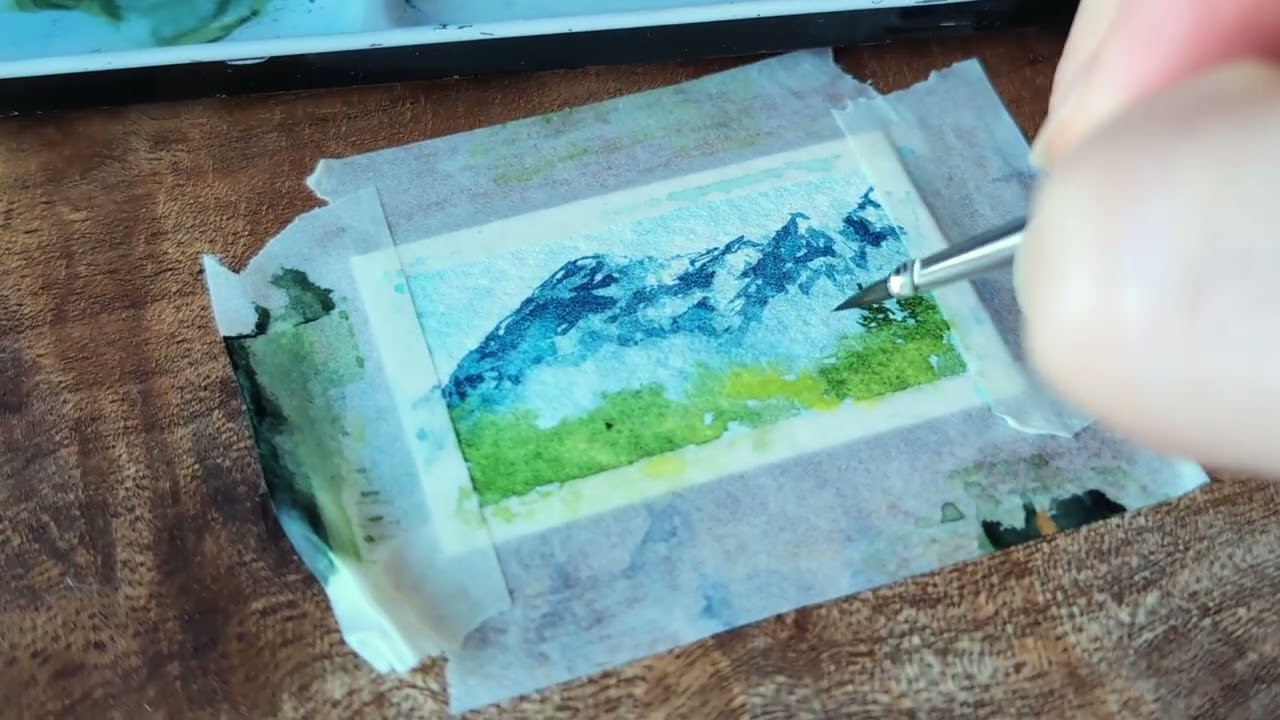 Miniature Watercolour Landscape from Start to Finish - Tiny Art