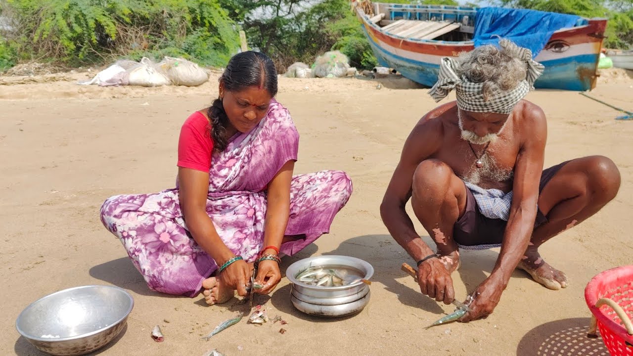 காலை சாப்பாடு பழைய கஞ்சியும் சால மீன் பொரியலும், மத்தி மீன் அவியலும் வேற லெவல் சாப்பாடு